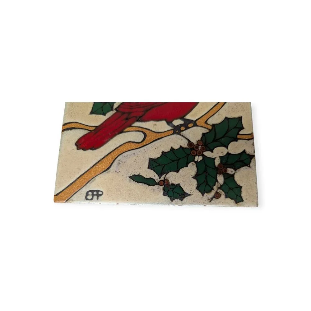 Cardinal Tile by Elany Wall Hanging or Hot Plate- Hand Painted 6